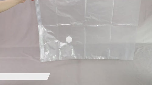 Larova vacuum storage bag demo - fill, zip, hand pump the air out, seal the valve